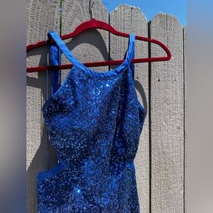 Aidan Blue Sequin Prom Dress / Evening Gown Size 8